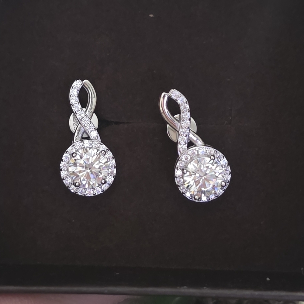Moissanite 2.25 CT Sterling Silver Stud Infinity Earrings